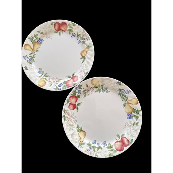 2 Corelle Chutney Fruit Garland Swirl Dinner Plates Made In USA 10.25" - Picture 1 of 5
